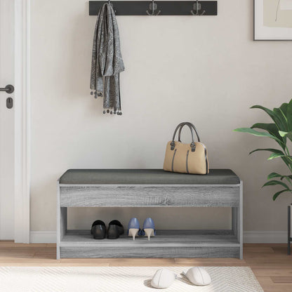 Hall Bench with Cushion with Shelf Grey Sonoma 103 x 38 x 45 cm