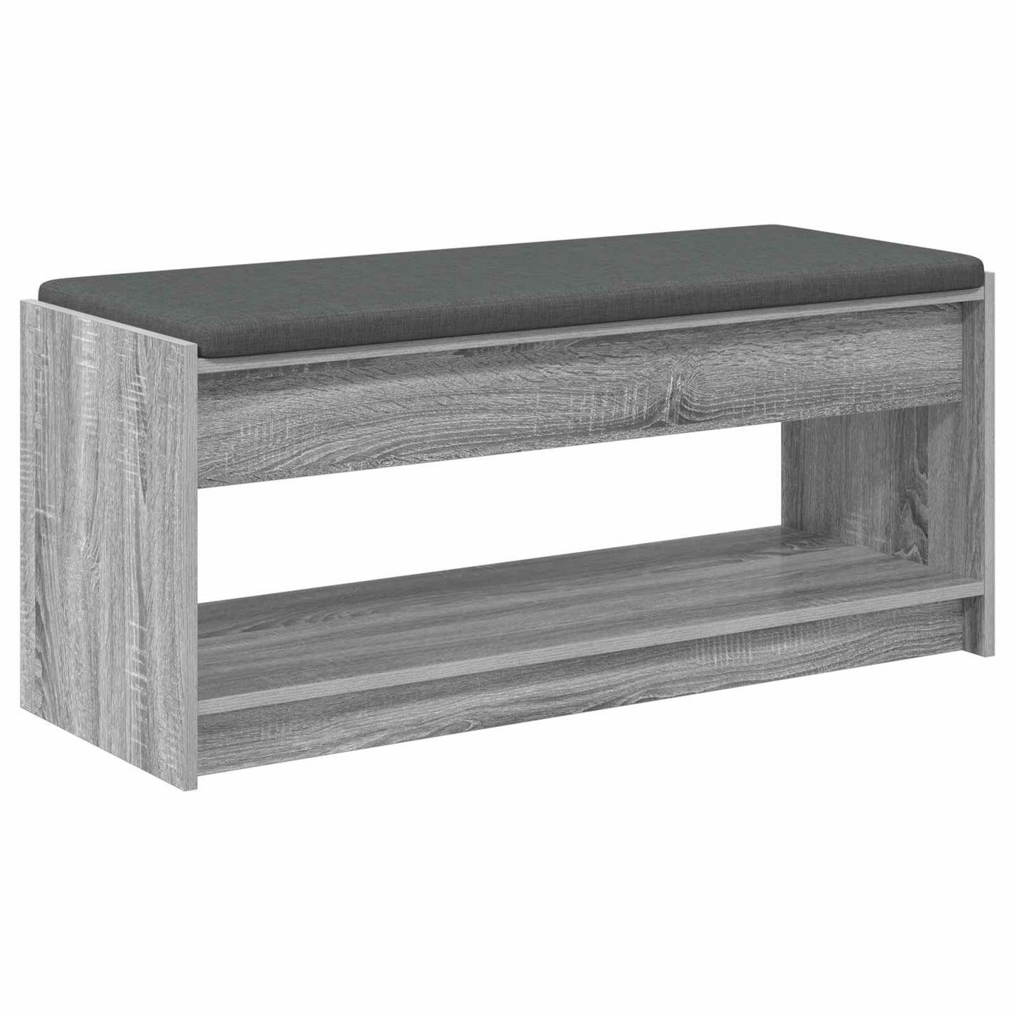 Hall Bench with Cushion with Shelf Grey Sonoma 103 x 38 x 45 cm