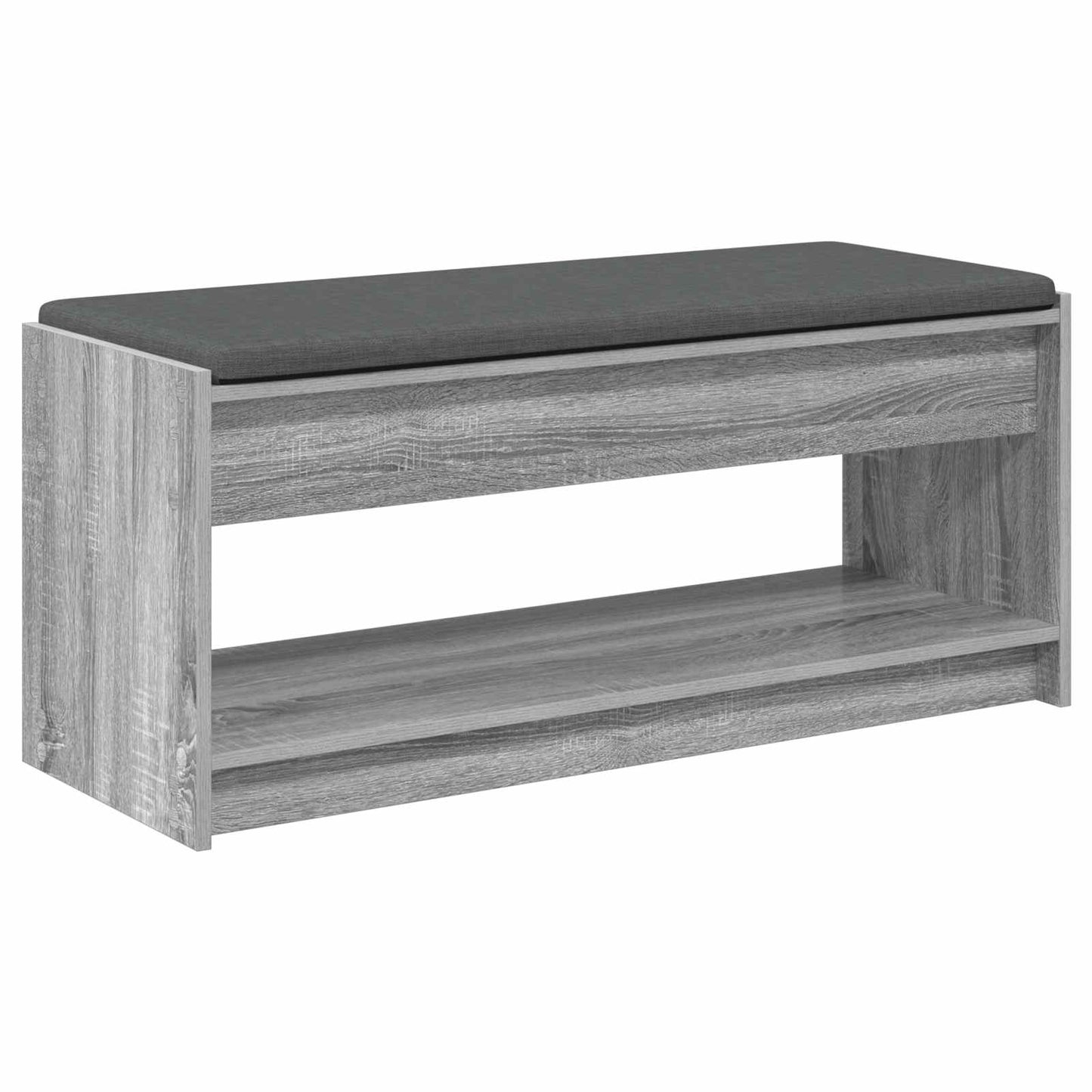 Hall Bench with Cushion with Shelf Grey Sonoma 103 x 38 x 45 cm