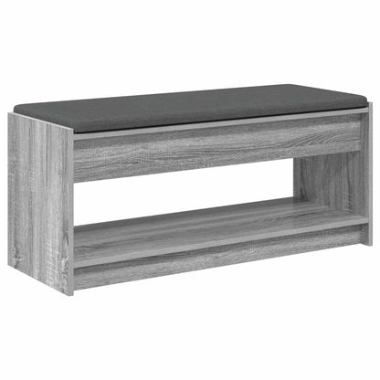 Hall Bench with Cushion with Shelf Grey Sonoma 103 x 38 x 45 cm