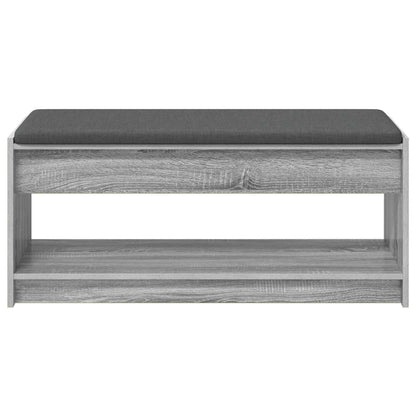 Hall Bench with Cushion with Shelf Grey Sonoma 103 x 38 x 45 cm