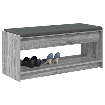 Hall Bench with Cushion with Shelf Grey Sonoma 103 x 38 x 45 cm