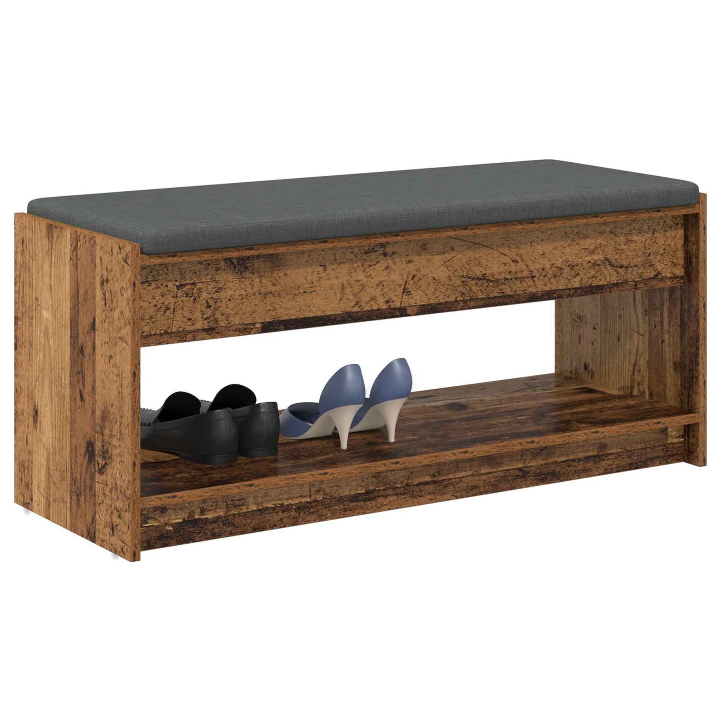 Hall Bench Old Wood 103 x 38 x 45 cm Engineered Wood and Fabric