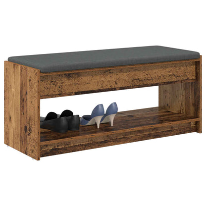 Hall Bench Old Wood 103 x 38 x 45 cm Engineered Wood and Fabric