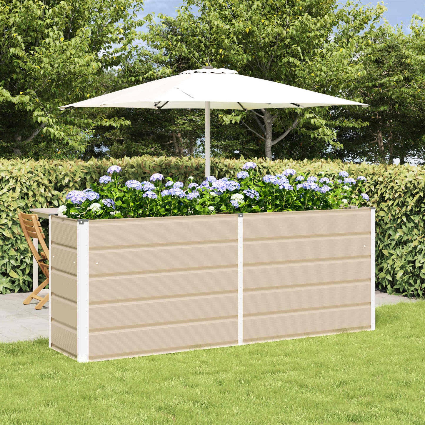 Planter Ivory 195 x 50 x 75 cm Galvanised Steel