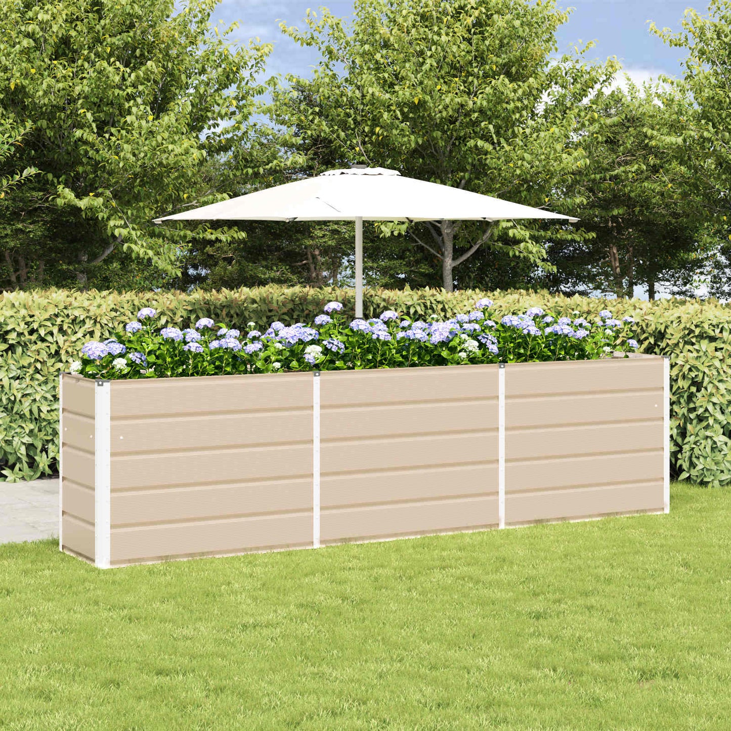 Planter Ivory 290 x 90 x 75 cm Galvanised Steel
