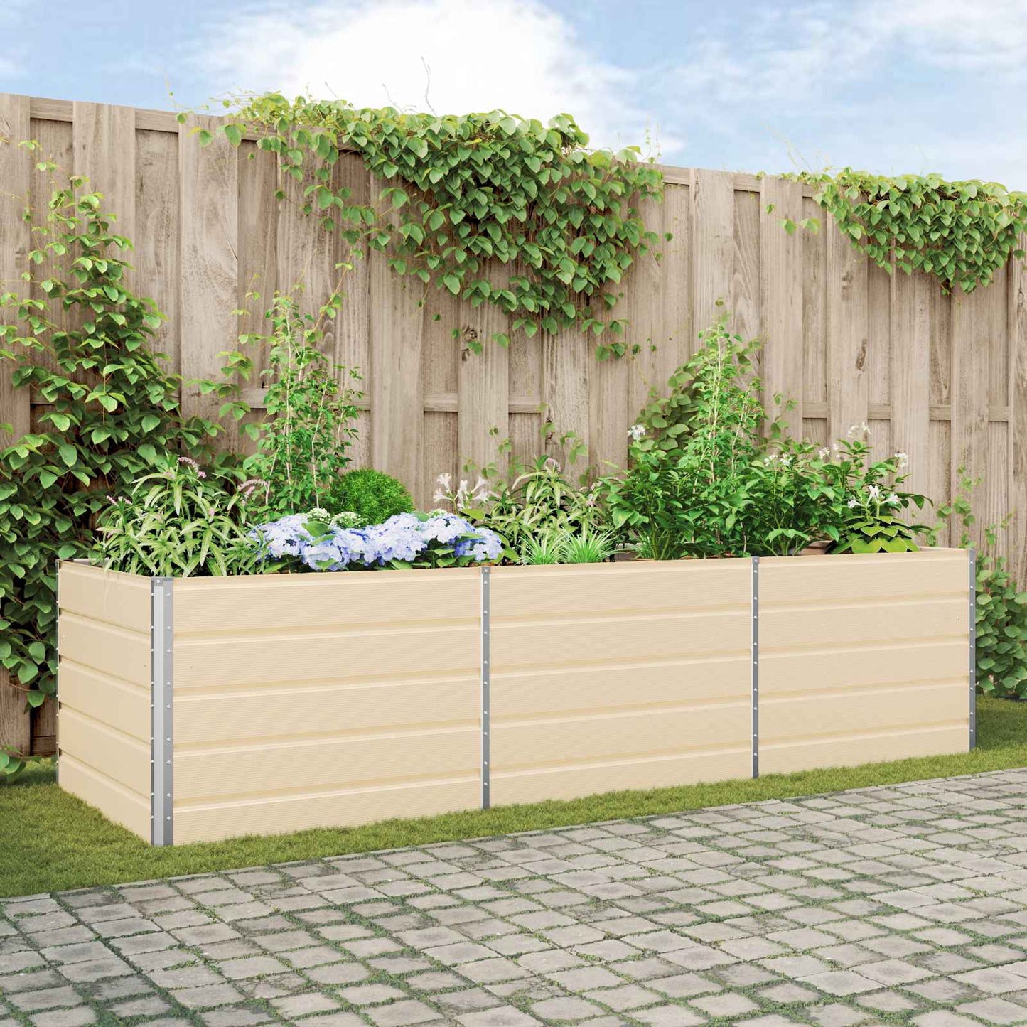 Planter Ivory 290 x 100 x 75 cm Galvanised Steel