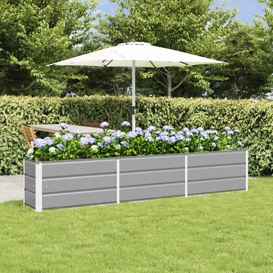 Planter Light Grey 240 x 40 x 45 cm Steel