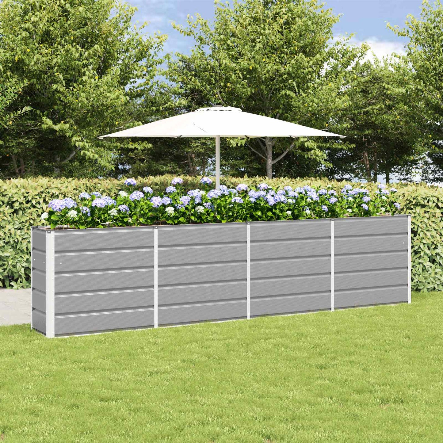 Planter Light Grey 320 x 40 x 75 cm Steel