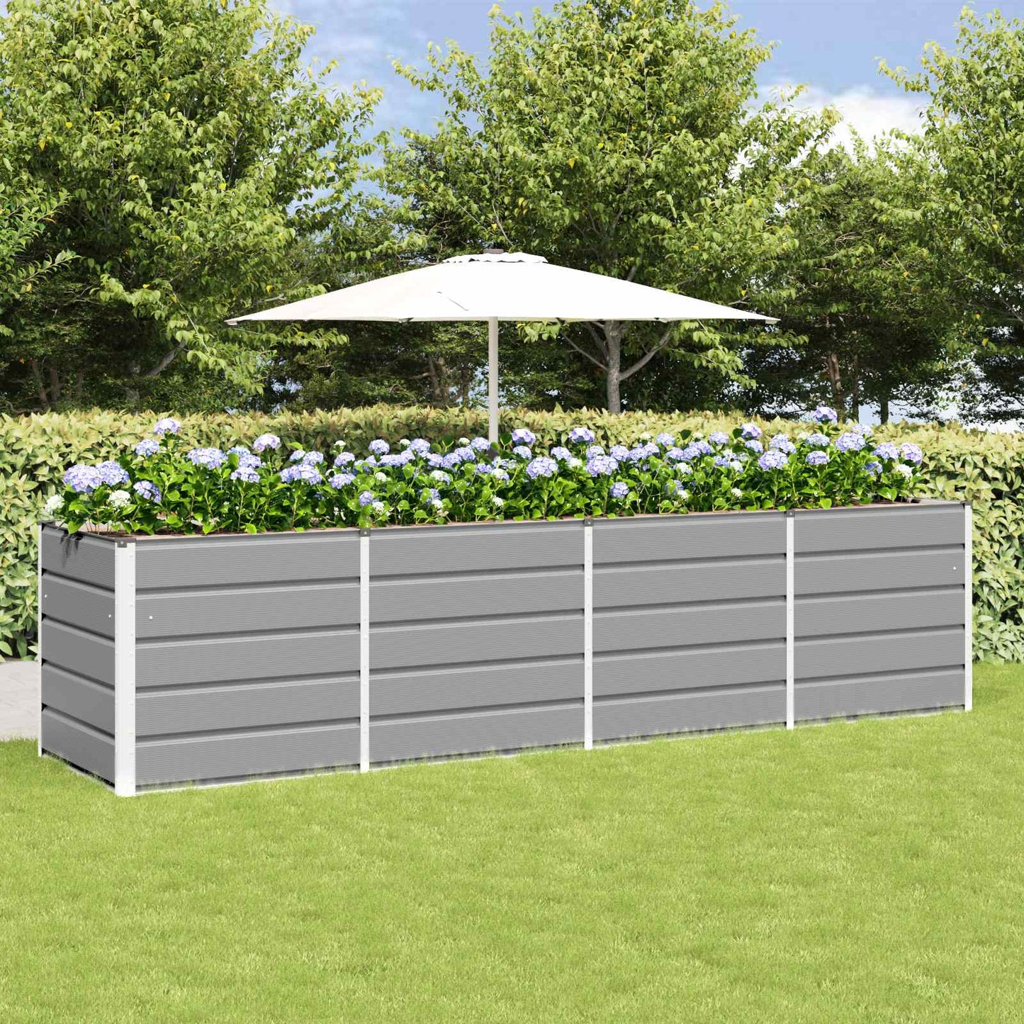 Planter Light Grey 320 x 80 x 75 cm Steel