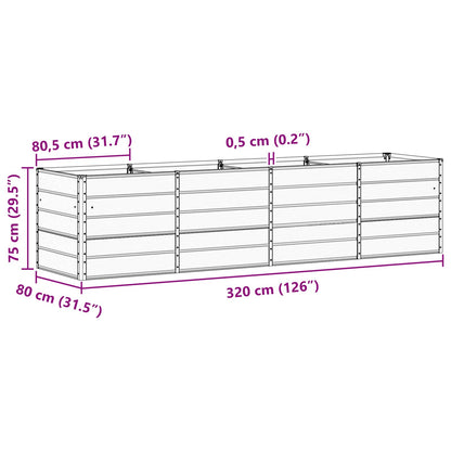 Planter Light Grey 320 x 80 x 75 cm Steel