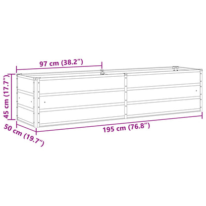 Planter Light Grey 195 x 50 x 45 cm Galvanised Steel