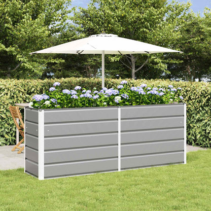 Planter Light Grey 195 x 50 x 75 cm Galvanised Steel