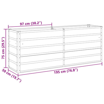 Planter Light Grey 195 x 50 x 75 cm Galvanised Steel