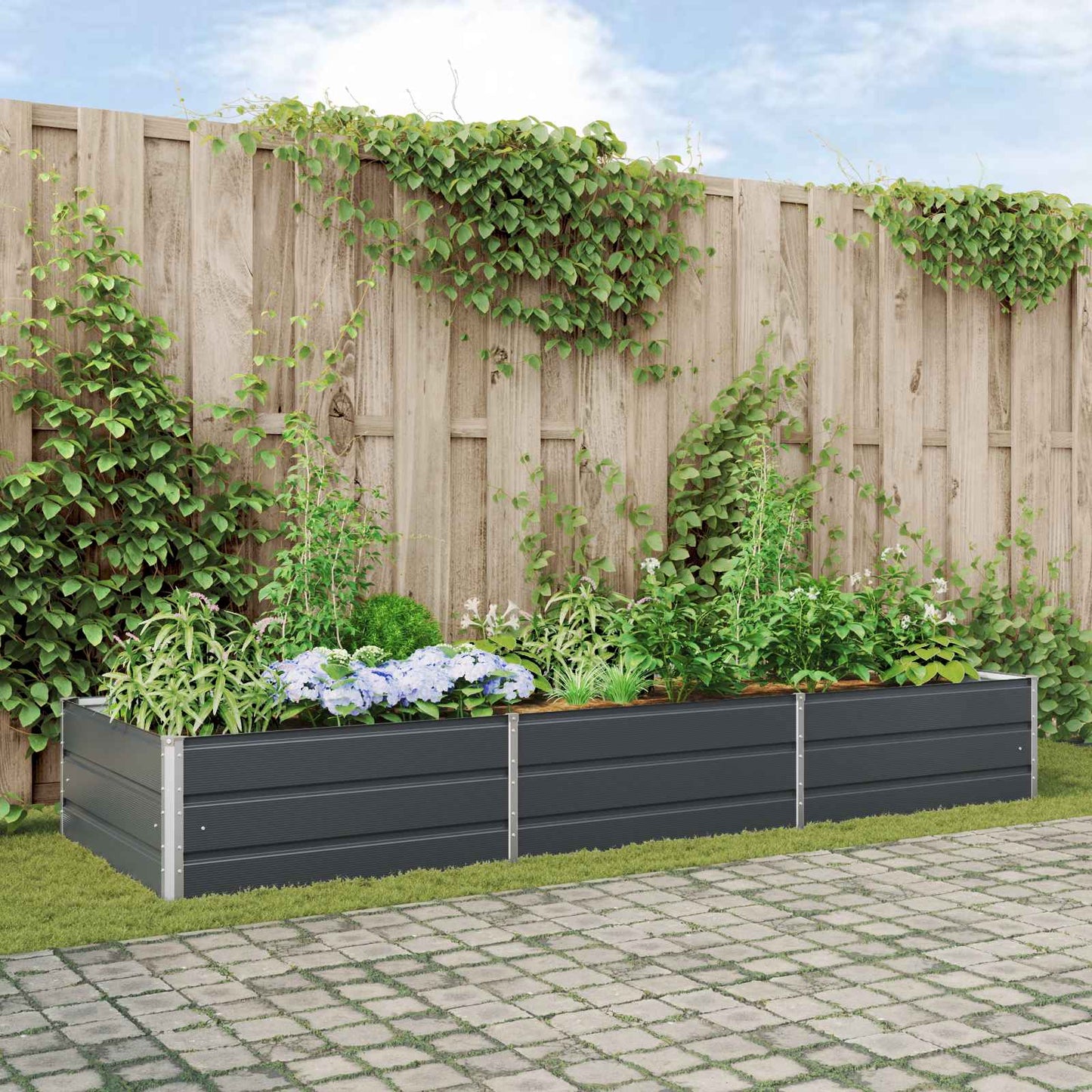 Planter Anthracite 290 x 100 x 45 cm Galvanised Steel