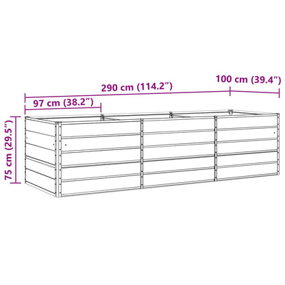 Planter Anthracite 290 x 100 x 75 cm Galvanised Steel