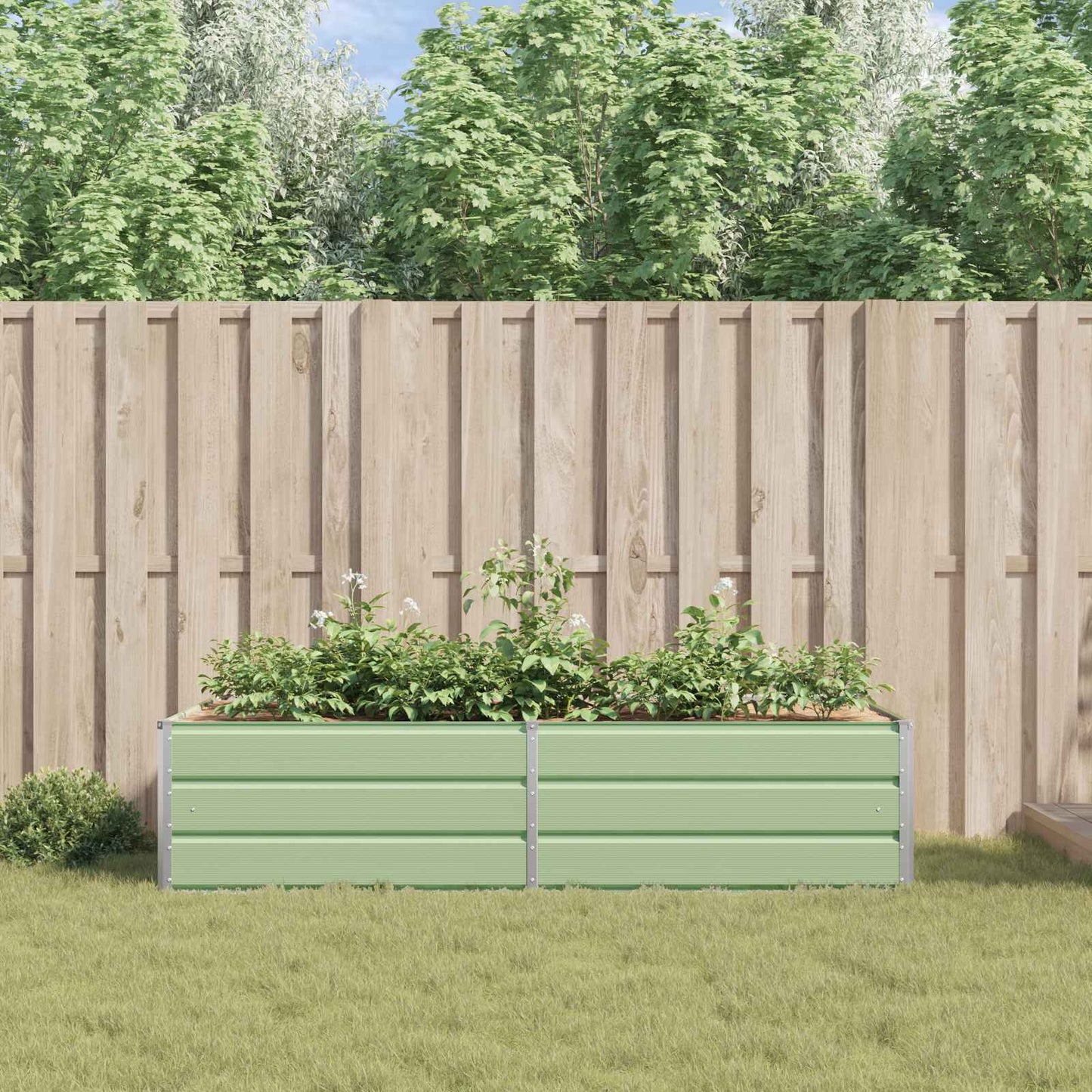 Planter Pastel Green 195 x 100 x 45 cm Galvanised Steel