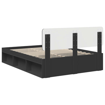Bed Frame with Headboard Black 160 x 200 cm Solid Pine Wood