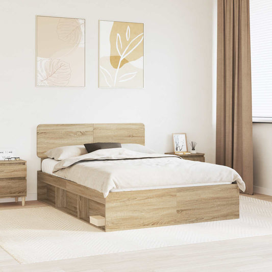 Bed Frame with Headboard Sonoma 160 x 200 cm Solid Pine Wood