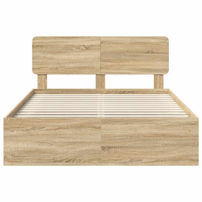 Bed Frame with Headboard Sonoma 160 x 200 cm Solid Pine Wood