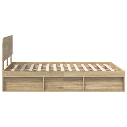 Bed Frame with Headboard Sonoma 160 x 200 cm Solid Pine Wood