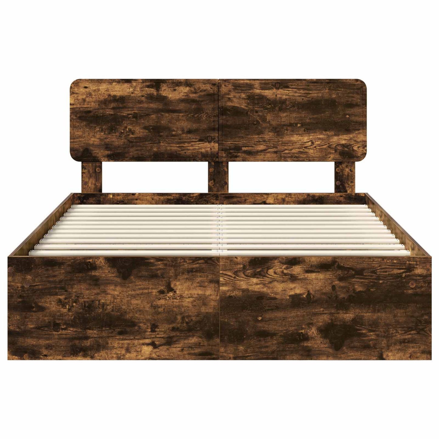 Bed Frame Smoked Oak 160 x 200 cm Solid Pine Wood