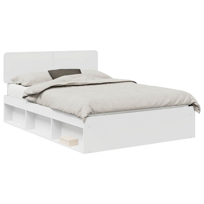Bed Frame with Headboard White 150 x 200 cm Solid Pine Wood