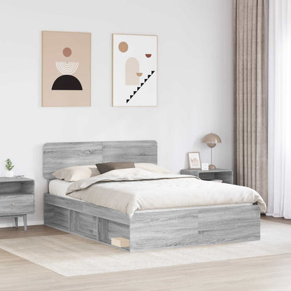 Bed Frame Grey Sonoma 150 x 200 cm Solid Pine Wood