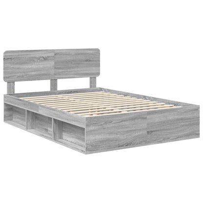 Bed Frame Grey Sonoma 150 x 200 cm Solid Pine Wood