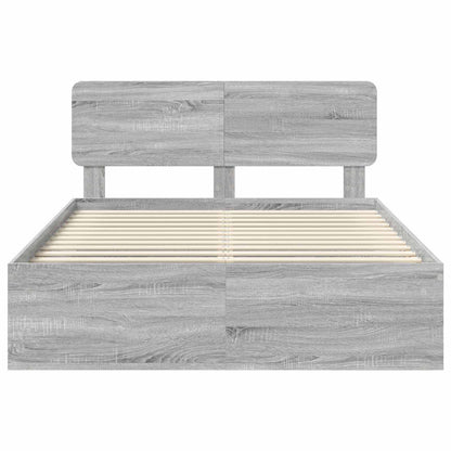 Bed Frame Grey Sonoma 150 x 200 cm Solid Pine Wood
