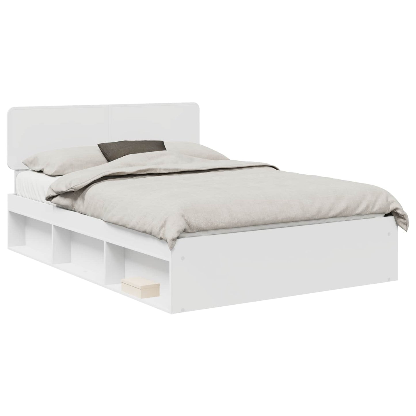 Bed Frame with Headboard White 140 x 200 cm Solid Pine Wood