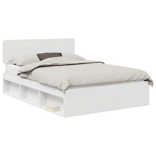 Bed Frame with Headboard White 140 x 200 cm Solid Pine Wood