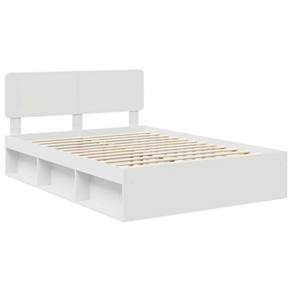 Bed Frame with Headboard White 140 x 200 cm Solid Pine Wood