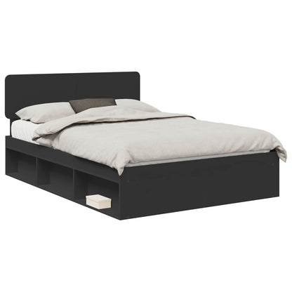 Bed Frame with Headboard Black 140 x 200 cm Solid Pine Wood