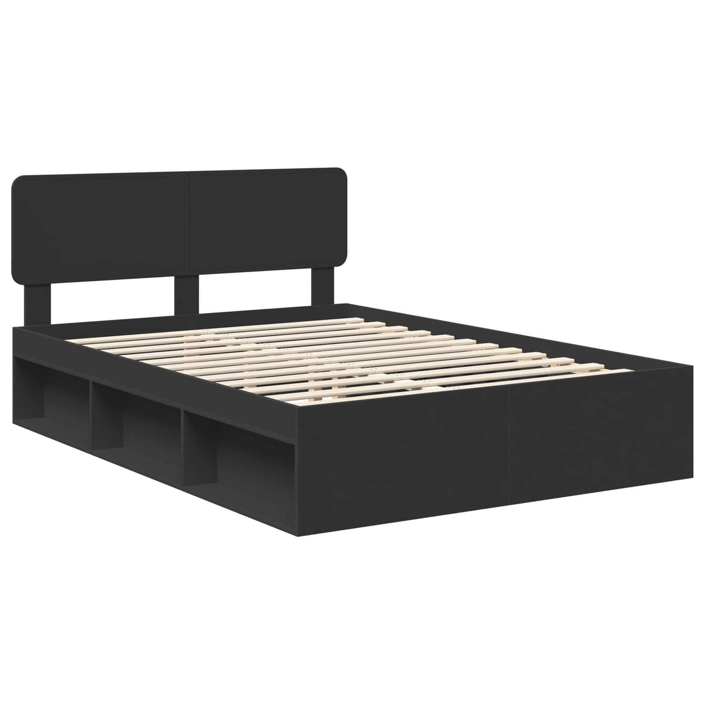 Bed Frame with Headboard Black 140 x 200 cm Solid Pine Wood