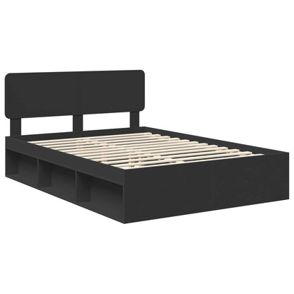 Bed Frame with Headboard Black 140 x 200 cm Solid Pine Wood