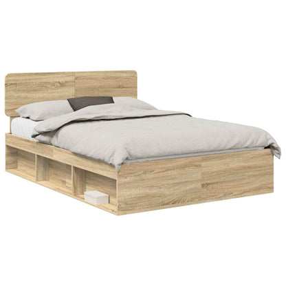 Bed Frame with Headboard Sonoma 140 x 200 cm Solid Pine Wood