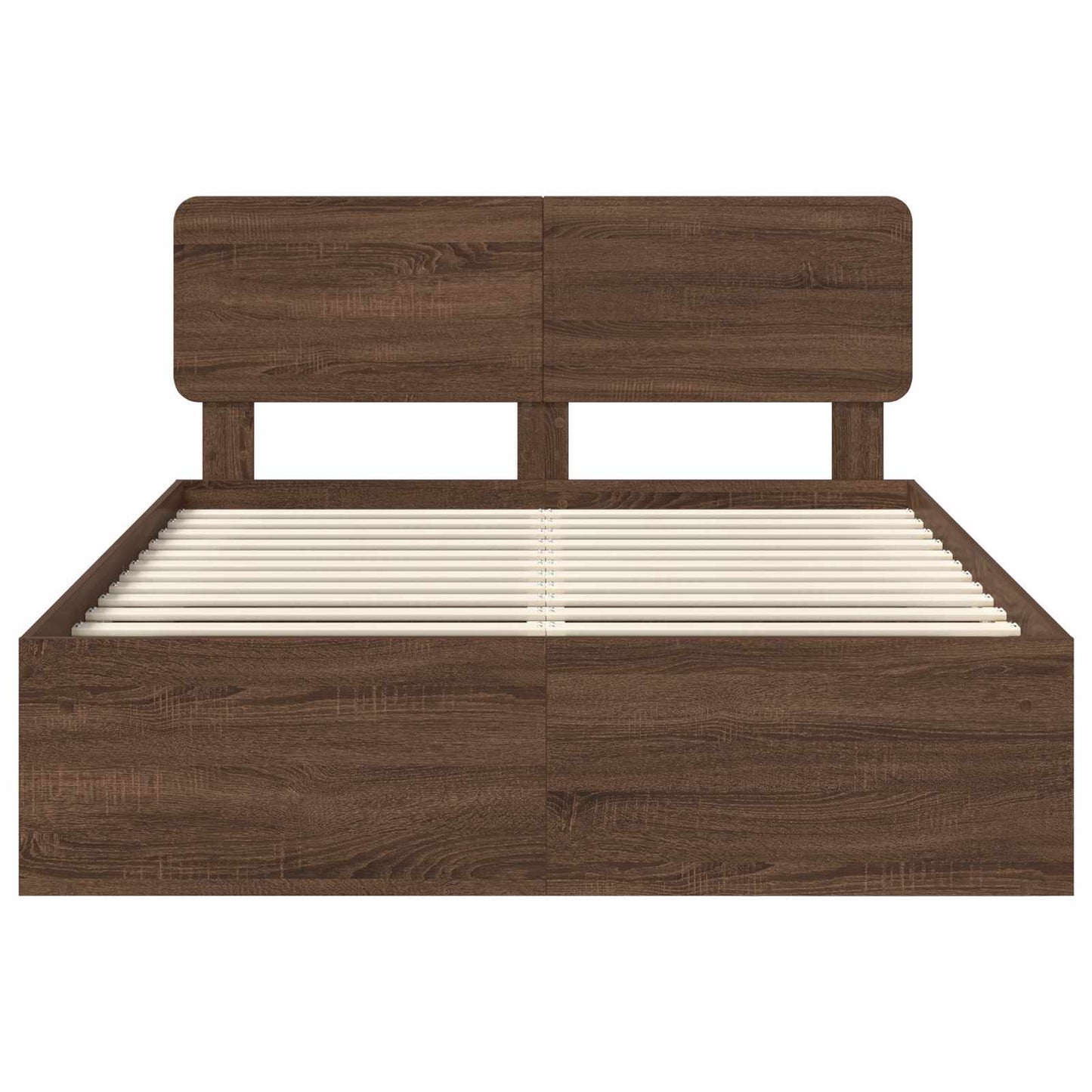 Bed Frame with Headboard Brown Oak 140 x 200 cm Solid Pine Wood