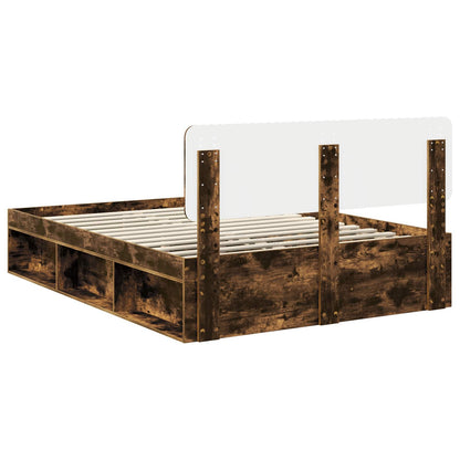 Bed Frame Smoked Oak 140 x 190 cm Solid Pine Wood