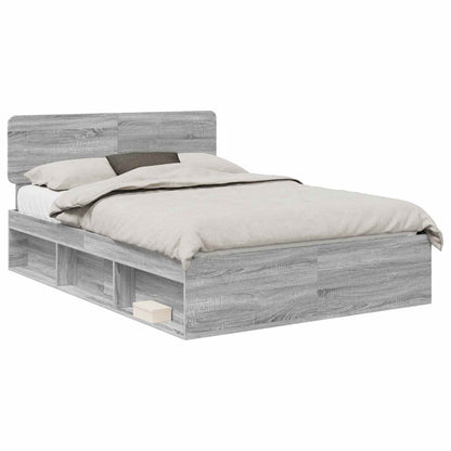 Bed Frame Grey Sonoma 140 x 190 cm Solid Pine Wood