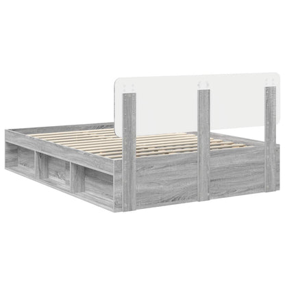 Bed Frame Grey Sonoma 140 x 190 cm Solid Pine Wood