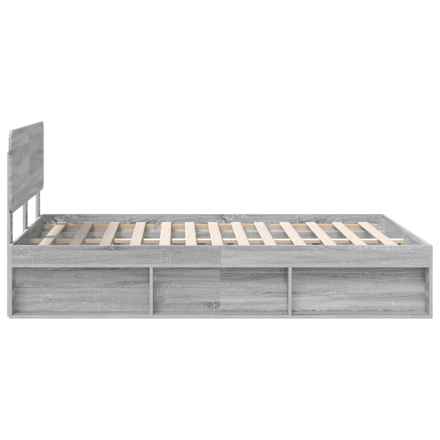 Bed Frame Grey Sonoma 140 x 190 cm Solid Pine Wood