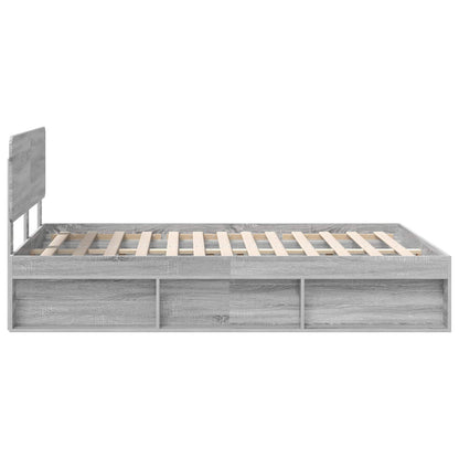 Bed Frame Grey Sonoma 140 x 190 cm Solid Pine Wood