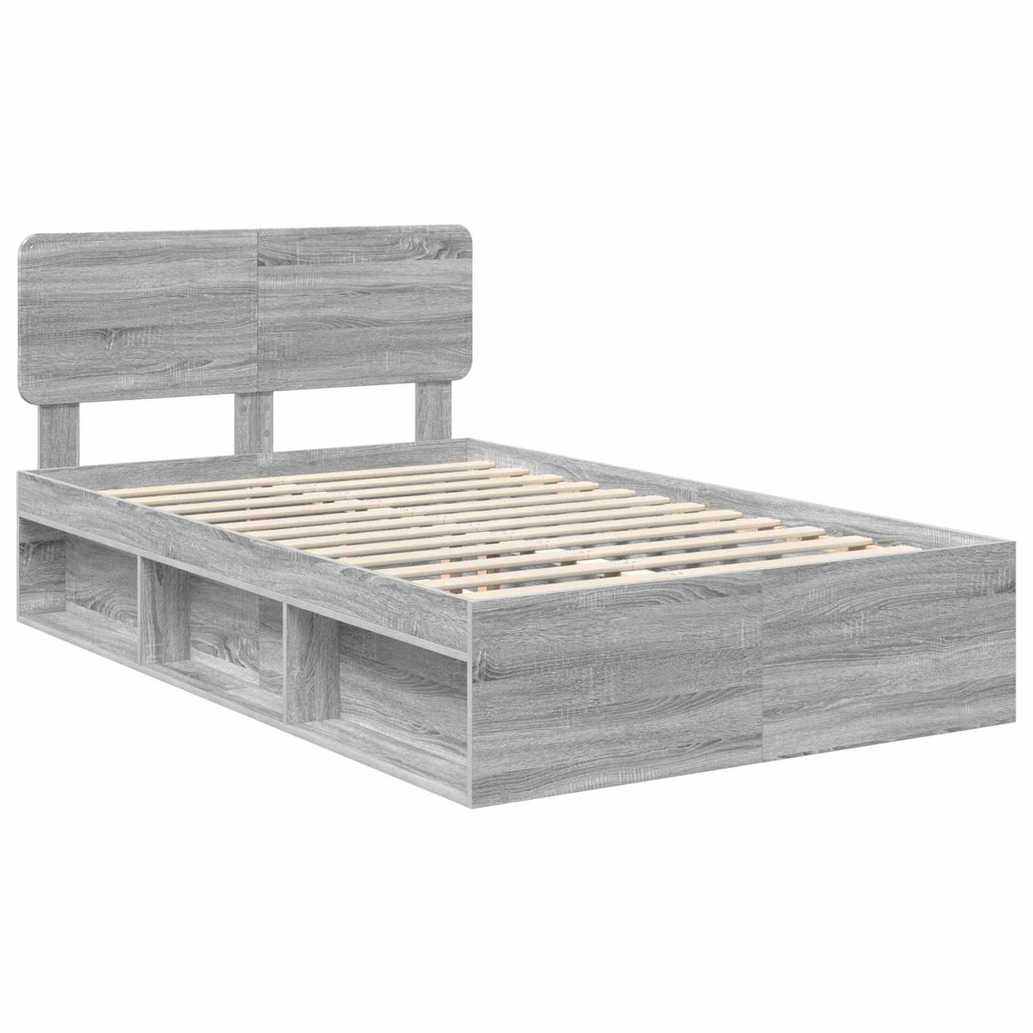 Bed Frame Grey Sonoma 135 x 190 cm Solid Pine Wood