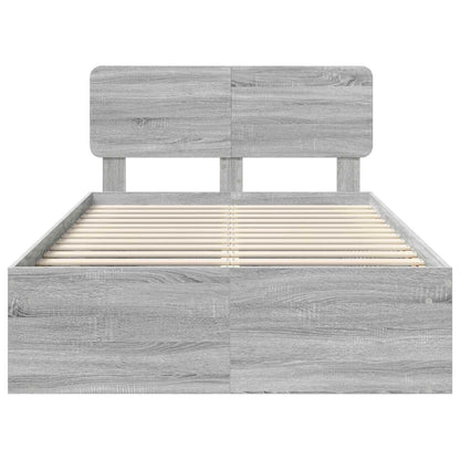 Bed Frame Grey Sonoma 135 x 190 cm Solid Pine Wood