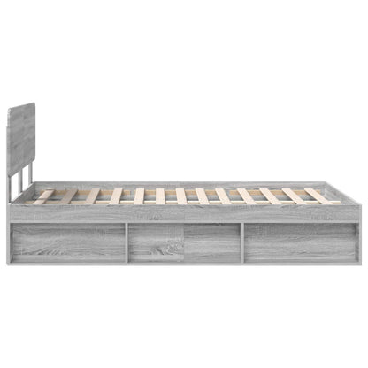 Bed Frame Grey Sonoma 135 x 190 cm Solid Pine Wood