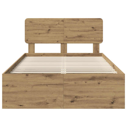 Bed Frame Artisian Oak 135 x 190 cm Solid Pine Wood