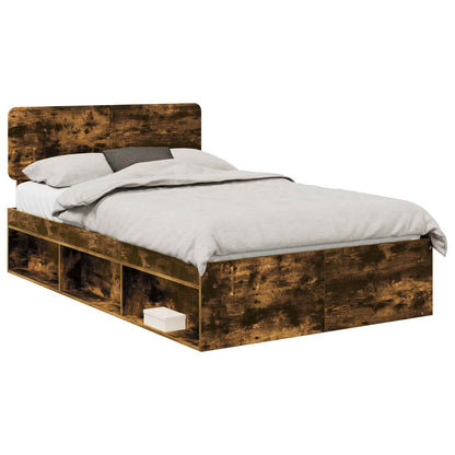 Bed Frame Smoked Oak 120 x 200 cm Solid Pine Wood