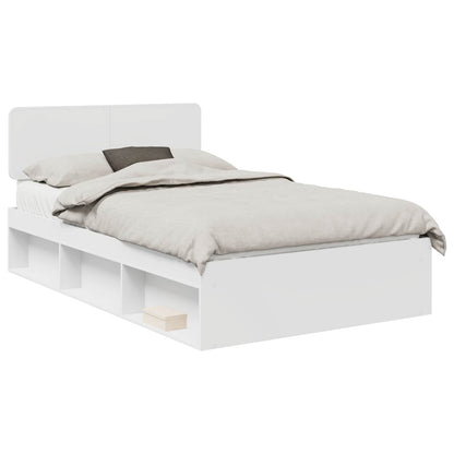 Bed Frame with Headboard White 120 x 190 cm Solid Pine Wood