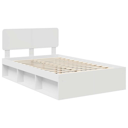 Bed Frame with Headboard White 120 x 190 cm Solid Pine Wood